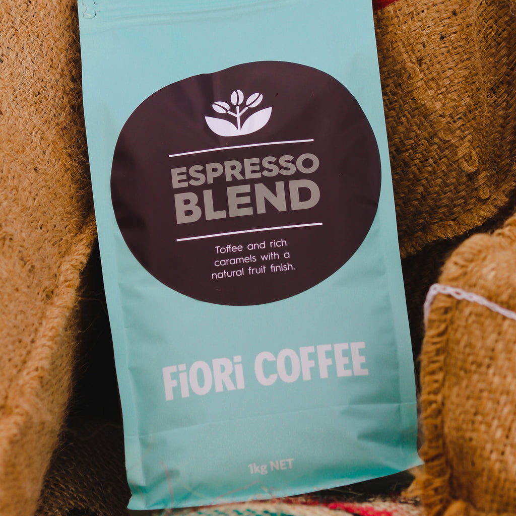 1kg coffee bag of Fiori's Espresso Blend