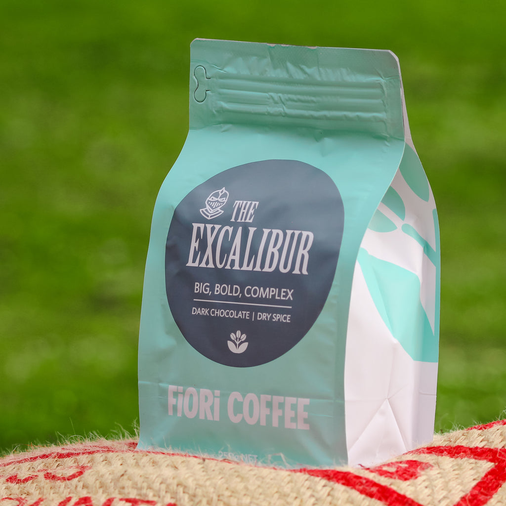 250g coffee bag of Fiori's The excalibur Blend