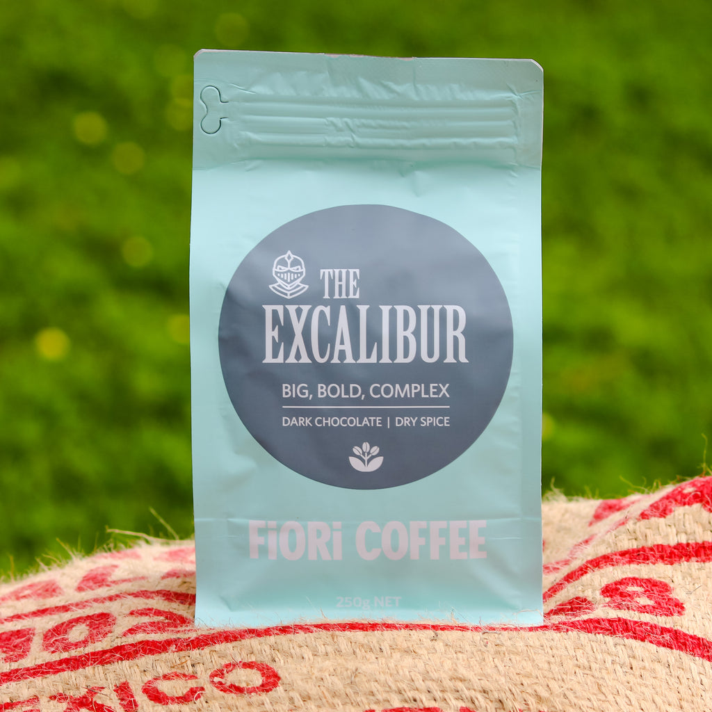 250g coffee bag of Fiori's the Excalibur Blend